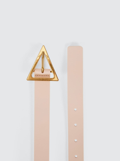Bottega Veneta Leather Triangle Blet With Gold Finished Buckle 25mm In Pink