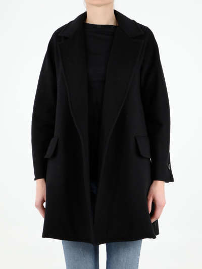 Shop Max Mara Wool And Cashmere Pea Coat In Black
