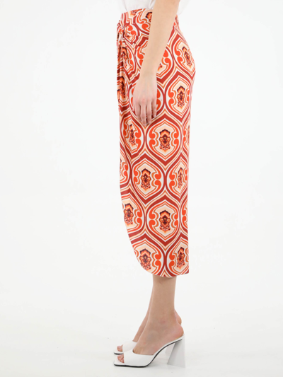 Shop Etro Sarong Skirt With Graphic Print In Orange