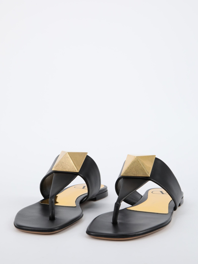 Shop Valentino One Stud Thong Sandals In Black