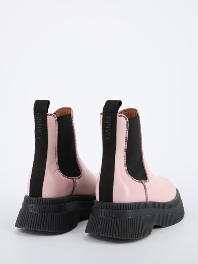 Shop Ganni Creepers Chelsea Boots In Pink