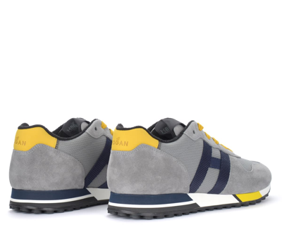 Shop Hogan H383 Sneaker In Grey And Yellow Suede And Mesh In Multicolor