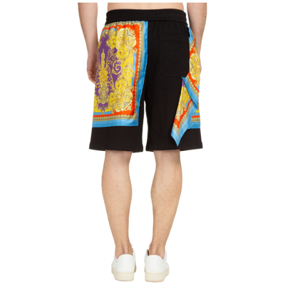 Shop Versace Barocco Goddess Shorts In Black / Multicolor