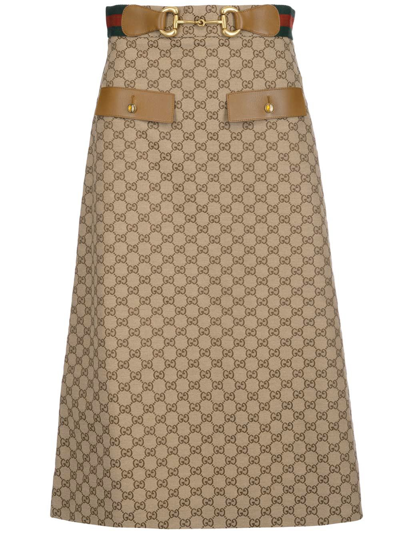 Shop Gucci Women's Beige Other Materials Skirt