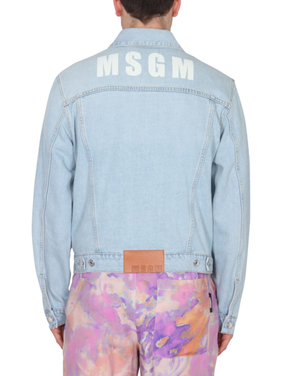 Shop Msgm Men's Blue Other Materials Outerwear Jacket