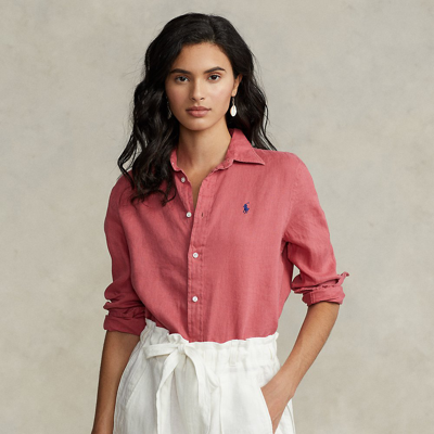 Shop Ralph Lauren Relaxed Fit Linen Shirt In Adirondack Berry