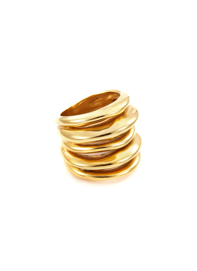 Shop Goossens 'spirale' 24k Gold-plated Ring In Metallic