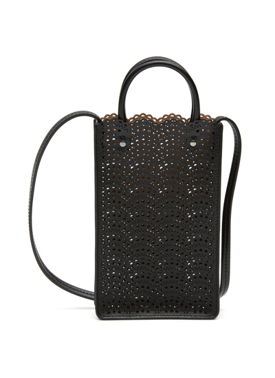 Shop Alaïa 'garance' Vienne Calfskin Shoulder Bag In Black