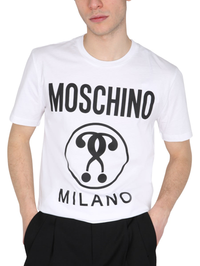 Shop Moschino "double Question Market" T-shirt In White