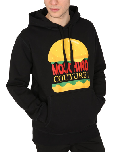 Shop Moschino "hamburger" Sweatshirt In Black