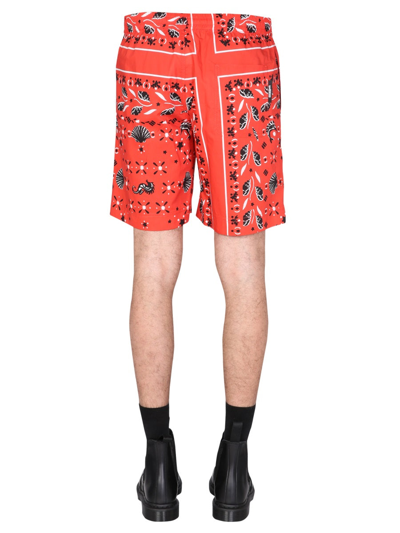 Shop Msgm Paisley Pattern Bermuda In Red