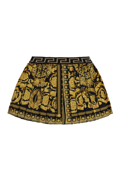 Shop Young Versace Pleated Skirt In Multicolor
