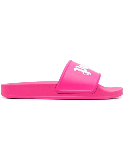 Shop Palm Angels Pink Slides In Fuxia