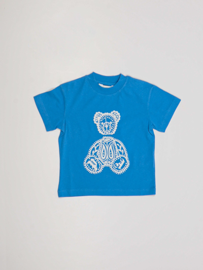 Shop Palm Angels Teddy Peasly T-shirt In Azzurro