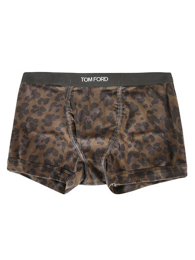 Shop Tom Ford Animal Print Boxer Briefs In Dark Brown