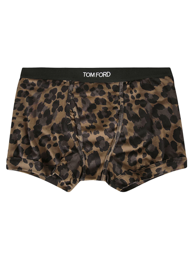 Shop Tom Ford Animal Print Boxer Briefs In Light Brown
