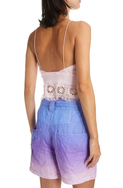 Shop Isabel Marant Delphine Eyelet Lace Cotton & Silk Crop Top In Light Pink