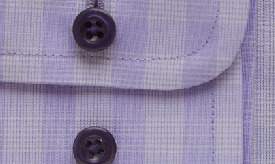 Shop David Donahue Luxury Non-iron Trim Fit Tonal Plaid Dress Shirt In Lilac