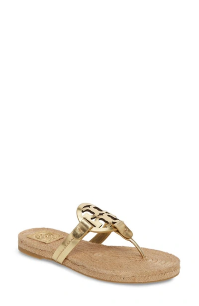Shop Tory Burch Miller Espadrille Sandal In Gold/ Perfect Cuoio