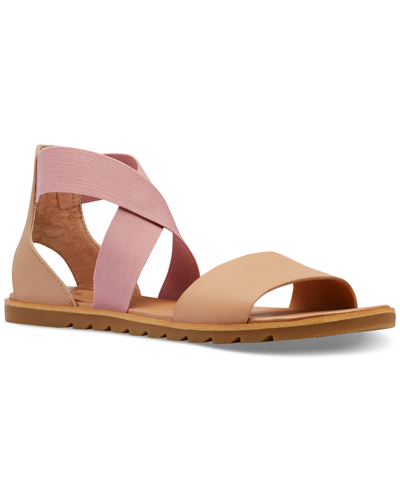 Shop Sorel Women's Ella Ii Flat Sandals Women's Shoes In Honest Beige/eraser Pink