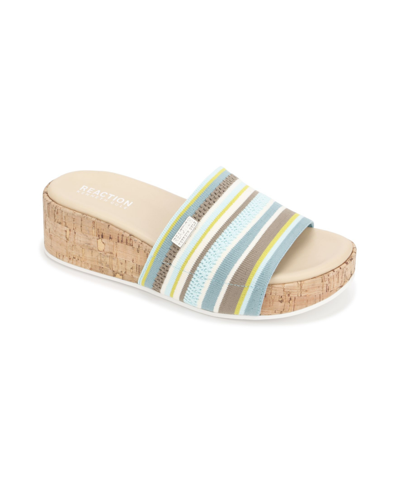 Shop Kenneth Cole Reaction Women's Maila Multi Slide Wedge Sandals In Aqua Multi