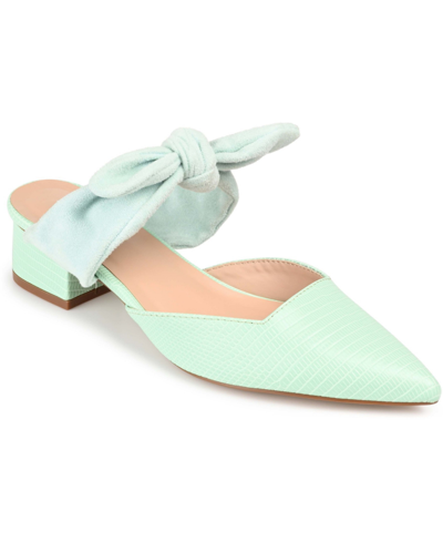Shop Journee Collection Women's Melora Bow Detail Slip On Mules In Mint