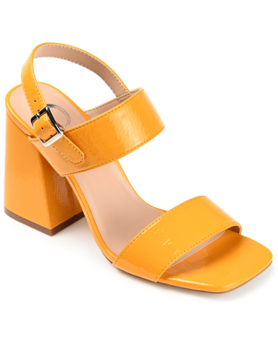Shop Journee Collection Women's Adras Block Heel Sandals In Orange