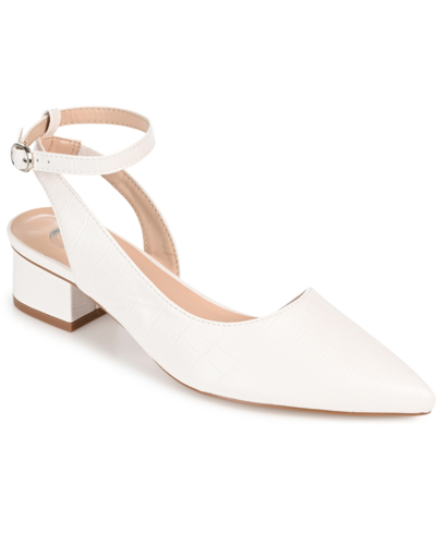 Shop Journee Collection Women's Keefa Ankle Strap Flats In Off White
