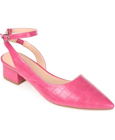 Shop Journee Collection Women's Keefa Ankle Strap Flats In Magenta