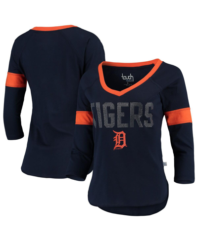 Detroit Tigers Touch by Alyssa Milano Women's Ultimate Fan 3/4-Sleeve Raglan V-Neck T-Shirt - Navy