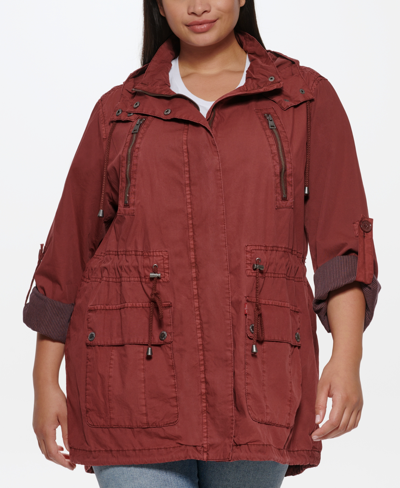 Levi's Plus Size Trendy Lightweight Parachute Cotton Hooded Jacket In  Maroon | ModeSens