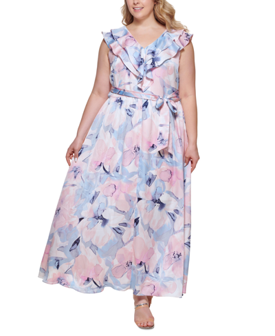 Shop Dkny Plus Size Printed Maxi Dress In Salmon Multi