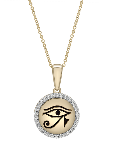 Wrapped Diamond Eye Of Horus Medallion Pendant Necklace (1/4 Ct. T.w.) In 14k Gold-plated Sterling Silver 10 In Gold-plated Sterling Silver