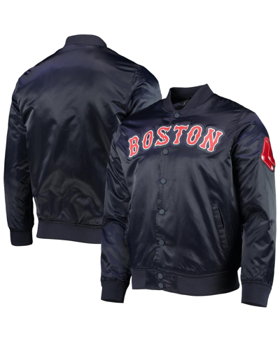 Shop Pro Standard Men's  Navy Boston Red Sox Wordmark Satin Full-snap Jacket