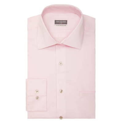 Shop Van Heusen Men's Regular-fit Ultraflex Dress Shirt In Pink Mist