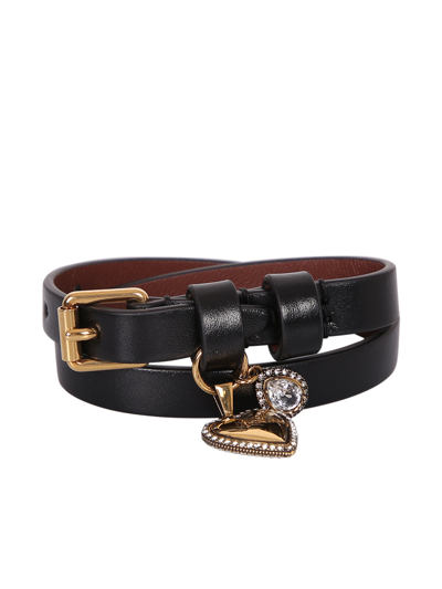 Shop Alexander Mcqueen Double Wrap Bracelet In Black