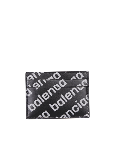 Shop Balenciaga Cash Logo Print Cardholder In Black