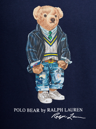 Shop Polo Ralph Lauren Polo Raplh Lauren Man's Blue Cotton Sweatshirt With Teddy Bear Print