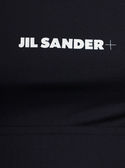 Shop Jil Sander Woman's Blackstretch Fabric Top With Logo