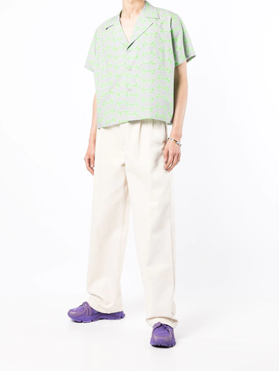 Natasha Zinko Slogan-print Short-sleeved Shirt In Grey