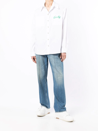 Natasha Zinko Slogan-print Button-up Shirt In White