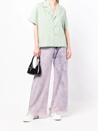 Natasha Zinko Slogan-print Short-sleeved Shirt In Grey