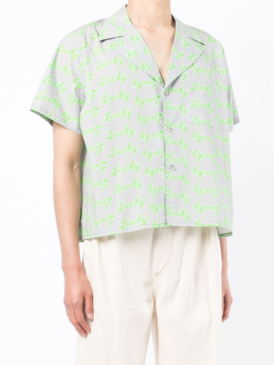 Natasha Zinko Slogan-print Short-sleeved Shirt In Grey