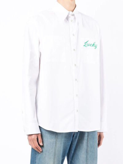 Natasha Zinko Slogan-print Button-up Shirt In White