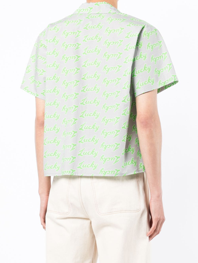 Natasha Zinko Slogan-print Short-sleeved Shirt In Grey