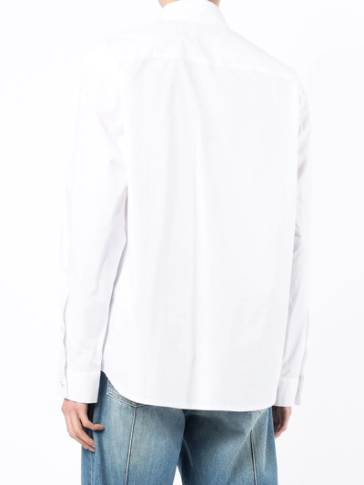 Shop Natasha Zinko Slogan-print Button-up Shirt In White