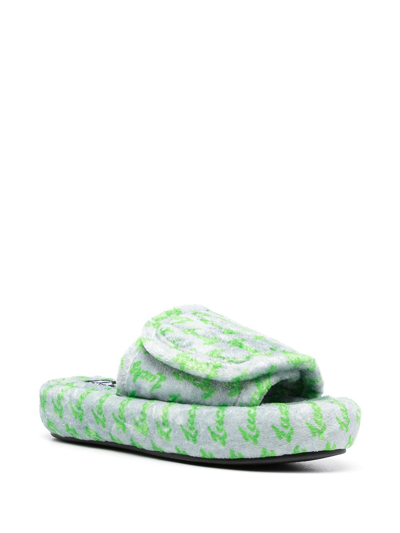 Natasha Zinko Lucky Touch-strap Slides In Grey