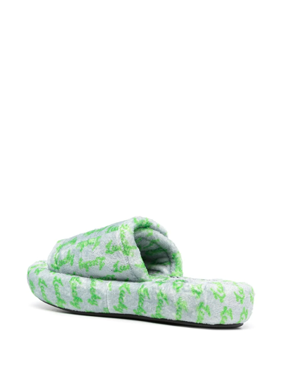 Natasha Zinko Lucky Touch-strap Slides In Grey