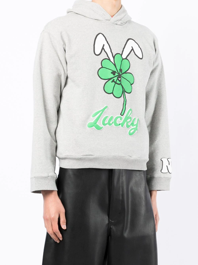 Natasha Zinko Graphic-print Pullover Hoodie In Grey