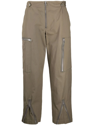 Shop Jil Sander Straight-leg Multi-zip Trousers In Grün